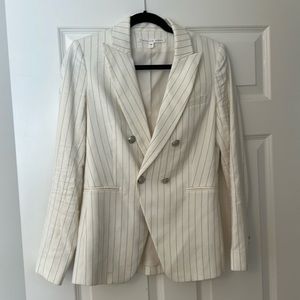 Veronica Beard cream (ecru) and navy pinstripe blazer